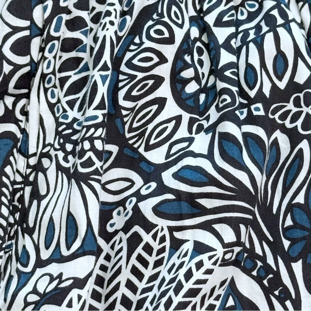 Tyler Böe Paisley Skirt Elastic Waist Lined Sz Medium 21” Black/Blue/White